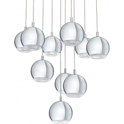 Lampe à suspension Eglo 170 cm. 10 projecteurs Acier et pmma. Couleur gris