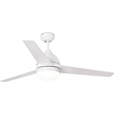 225,95 € Free Shipping | Ceiling fan with light 132×132 cm. 3 reversible blades-blades. LED lighting Living room, dining room and lobby. Modern Style. Metal casting. White Color