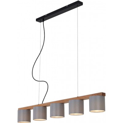 305,95 € Envoi gratuit | Lampe à suspension 25W 136×110 cm. 5 spots LED réglables en hauteur Métal et bois. Couleur gris