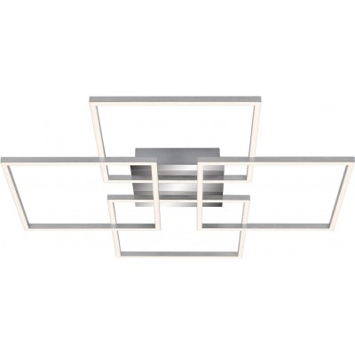Lámpara de techo Forma Cuadrada 72×72 cm. LED regulable. Función de memoria. 2 módulos giratorios Salón, dormitorio y vestíbulo. Estilo moderno. Aluminio y Metal. Color cromado