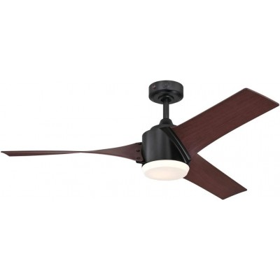 429,95 € Free Shipping | Ceiling fan with light 40W 3000K Warm light. 63×31 cm. 3 vanes-blades. Remote control Living room, dining room and bedroom. Modern Style. Glass. Brown Color