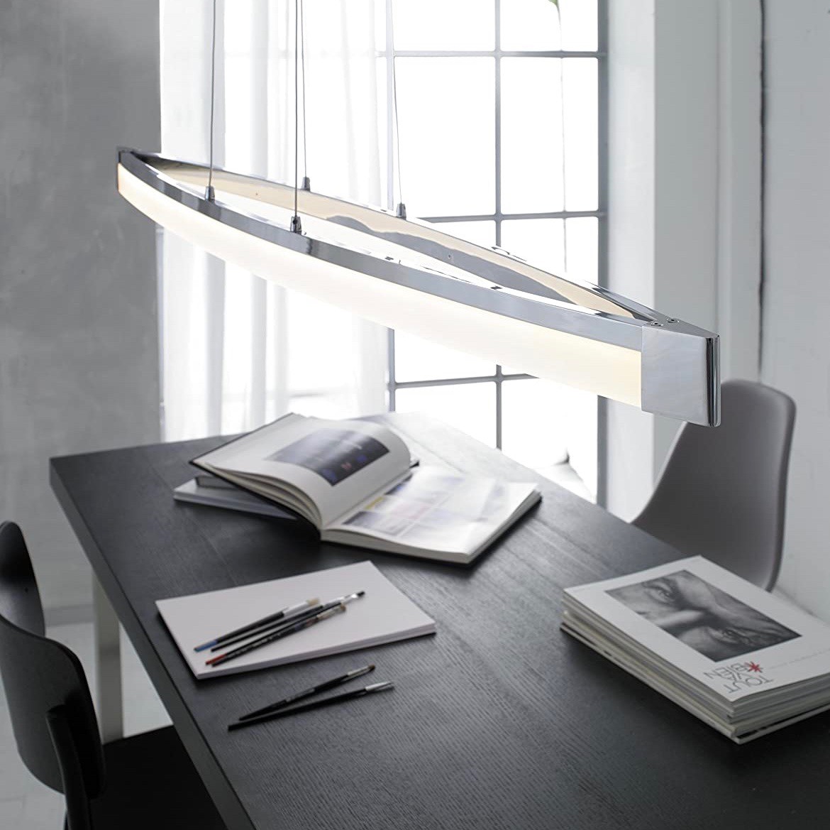 535,95 € Бесплатная доставка | Подвесной светильник 40W 150×127 cm. LED Металл. Покрытый хром Цвет