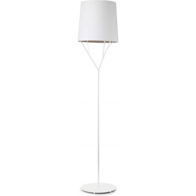 Lámpara de pie 60W Forma Cilíndrica Ø 32 cm. Salón, comedor y dormitorio. Estilo moderno. Acero, Metal y Textil. Color blanco