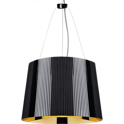 Hanging lamp 12W Cylindrical Shape Ø 37 cm. Dining room, bedroom and lobby. Polycarbonate. Black Color