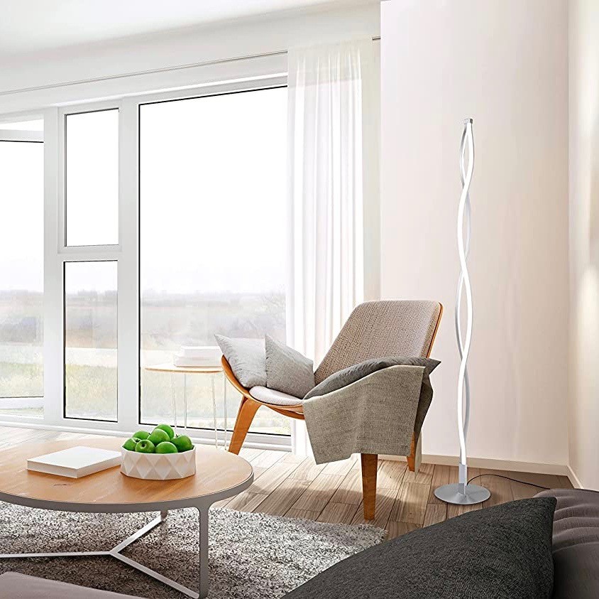482,95 € Envío gratis | Lámpara de pie 28W 184×30 cm. Regulable Acero, acrílico y aluminio. Color cromado