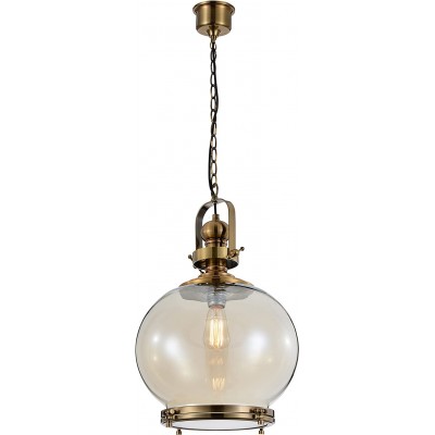 Lampe à suspension 100W Façonner Sphérique 196×33 cm. Salle, salle à manger et chambre. Style vintage. Métal et Verre. Couleur dorée