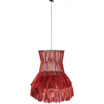Lampada a sospensione Forma Cilindrica 80×80 cm. Disegno delle fibre Soggiorno, cucina e sala da pranzo. Stile moderno. Colore oro rosso