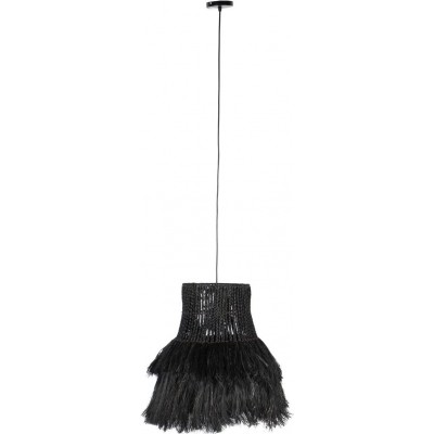 Hanging lamp Cylindrical Shape 40×40 cm. Fiber design Living room, dining room and bedroom. Modern Style. Black Color