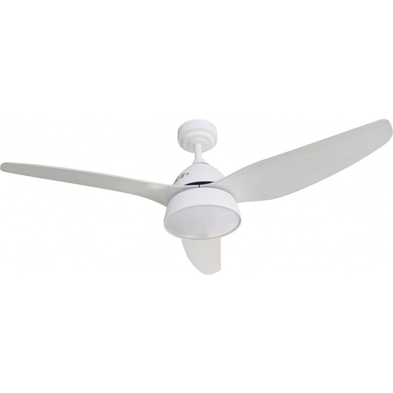 391,95 € Free Shipping | Ceiling fan with light 122×122 cm. 3 vanes-blades. Remote control. Silent. Bluetooth speaker. LED lighting Living room, kitchen and dining room. Modern Style. White Color