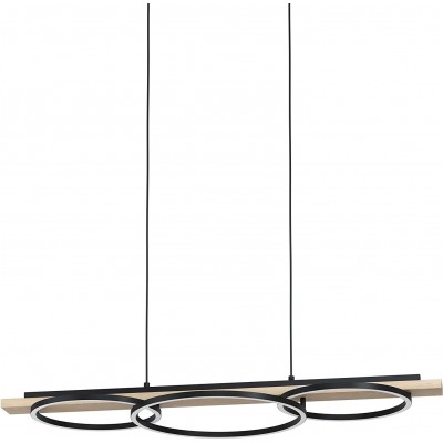 吊灯 Eglo 圆形的 形状 110×101 cm. 高度可调的三重聚光灯 饭厅. 现代的 风格. 有机玻璃, 金属 和 木头. 黑色的 颜色