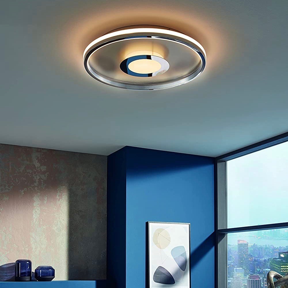305,95 € Kostenloser Versand | Innendeckenleuchte 28W 45×45 cm. LED mit 3 Intensitätsstufen Acryl und metall. Überzogenes chrom Farbe