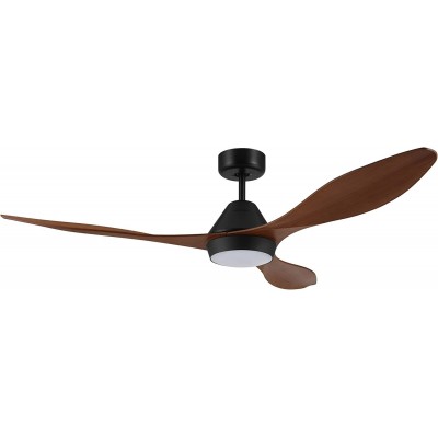 349,95 € Free Shipping | Ceiling fan with light Eglo 18W 4000K Neutral light. Ø 132 cm. 3 vanes-blades. Remote control Abs and steel. Brown Color