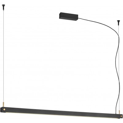 Hanging lamp 32W 2700K Very warm light. Rectangular Shape 120×4 cm. Dimmable LED Dining room, bedroom and lobby. Modern and cool Style. Aluminum and Polycarbonate. Black Color