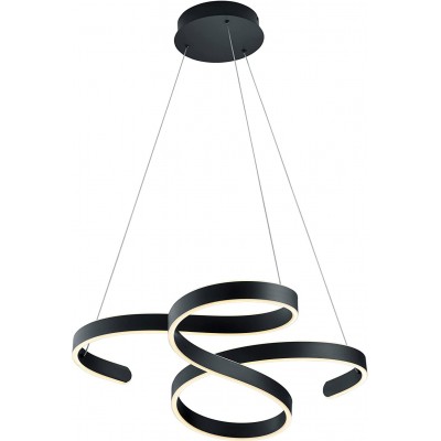 Hanging lamp Trio 50W Round Shape 150×72 cm. Dimmable LED Living room, dining room and bedroom. Modern Style. Metal casting. Black Color