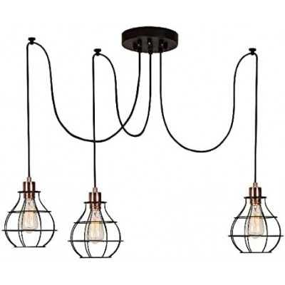 Lustre 40×40 cm. Triple foyer Métal. Couleur noir
