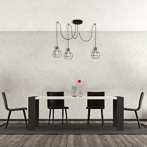 299,95 € Envio grátis | Lustre 40×40 cm. Foco triplo Metais. Cor preto