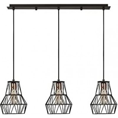 315,95 € Free Shipping | Hanging lamp 100W 80×26 cm. Triple focus Living room, dining room and bedroom. Metal casting. Black Color
