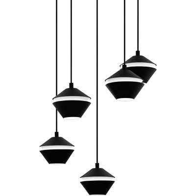 Lámpara colgante Eglo 5W Forma Esférica 150×56 cm. 5 focos Salón, comedor y dormitorio. Estilo moderno. Acero. Color negro