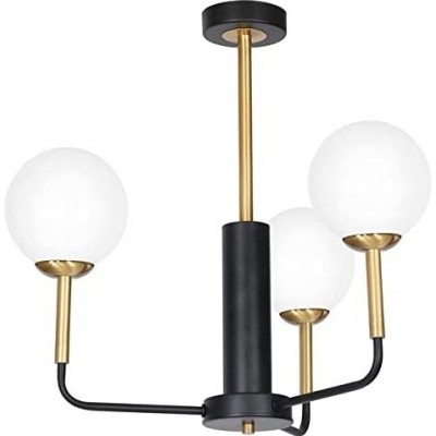 Lámpara de araña 40W Forma Esférica 63×63 cm. 3 puntos de luz Salón, comedor y dormitorio. Cristal y Metal. Color negro