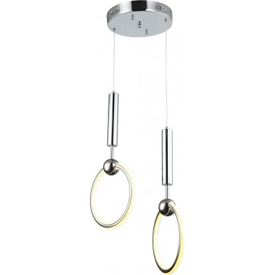 567,95 € Free Shipping | Hanging lamp 26W Round Shape 56×27 cm. 2 points of light Living room, bedroom and lobby. Metal casting. Plated chrome Color