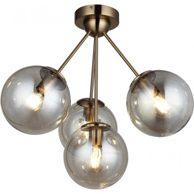 545,95 € Free Shipping | Ceiling lamp 40W 54×54 cm. 4 points of light Metal casting and glass. Golden Color