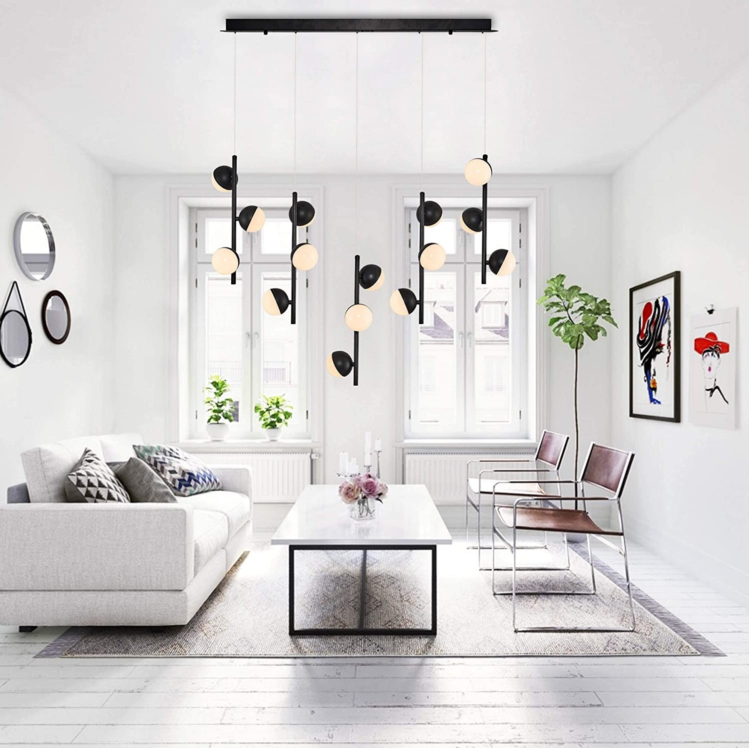 305,95 € Free Shipping | Hanging lamp 45W 120×92 cm. 15 LED lights Acrylic and metal casting. Black Color