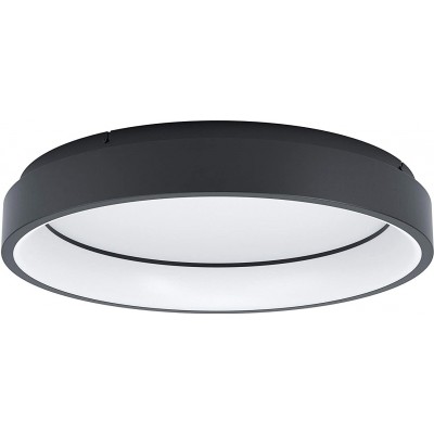 309,95 € Free Shipping | Indoor ceiling light Eglo 27W Round Shape 60×60 cm. Dimmable LED Control with Smartphone APP Living room, bedroom and lobby. Modern Style. Steel and PMMA. Black Color