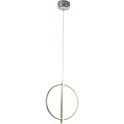 Lampe à suspension 33W Façonner Ronde 32×32 cm. Salle, salle à manger et hall. Métal. Couleur chromé