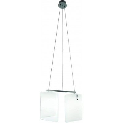 ハンギングランプ 70W 長方形 形状 125×40 cm. 2点の光 リビングルーム, ダイニングルーム そして ベッドルーム. モダン スタイル. 金属, 論文 そして ガラス. 白い カラー