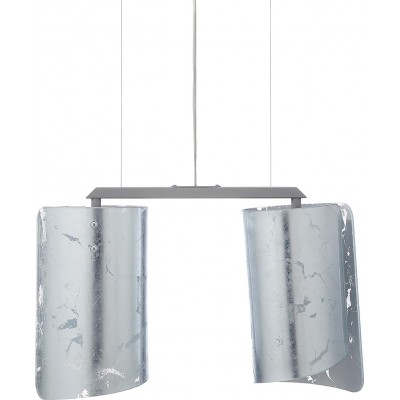 609,95 € Free Shipping | Hanging lamp 70W Rectangular Shape 125×40 cm. Double focus Living room, dining room and bedroom. Modern Style. Metal casting and Glass. Silver Color