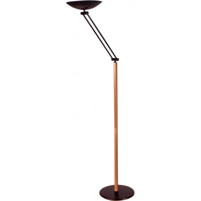 Lámpara de pie Forma Alargada 181×34 cm. Articulada Salón, comedor y dormitorio. Acero y Madera. Color negro
