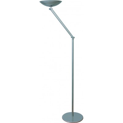 Lampada da pavimento Forma Estesa 168×64 cm. LED articolabile Sala da pranzo, camera da letto e atrio. Acciaio e Legna. Colore grigio