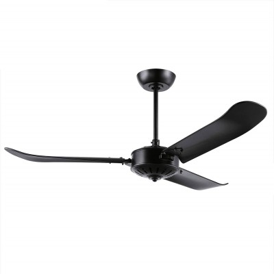 421,95 € Free Shipping | Ceiling fan Eglo Round Shape Ø 137 cm. 3 blades-blades. Remote control Living room and office. Modern Style. Metal casting and Wood. Black Color