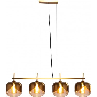 Lampe à suspension Façonner Sphérique Ø 25 cm. 4 projecteurs Salle, salle à manger et chambre. Verre. Couleur dorée