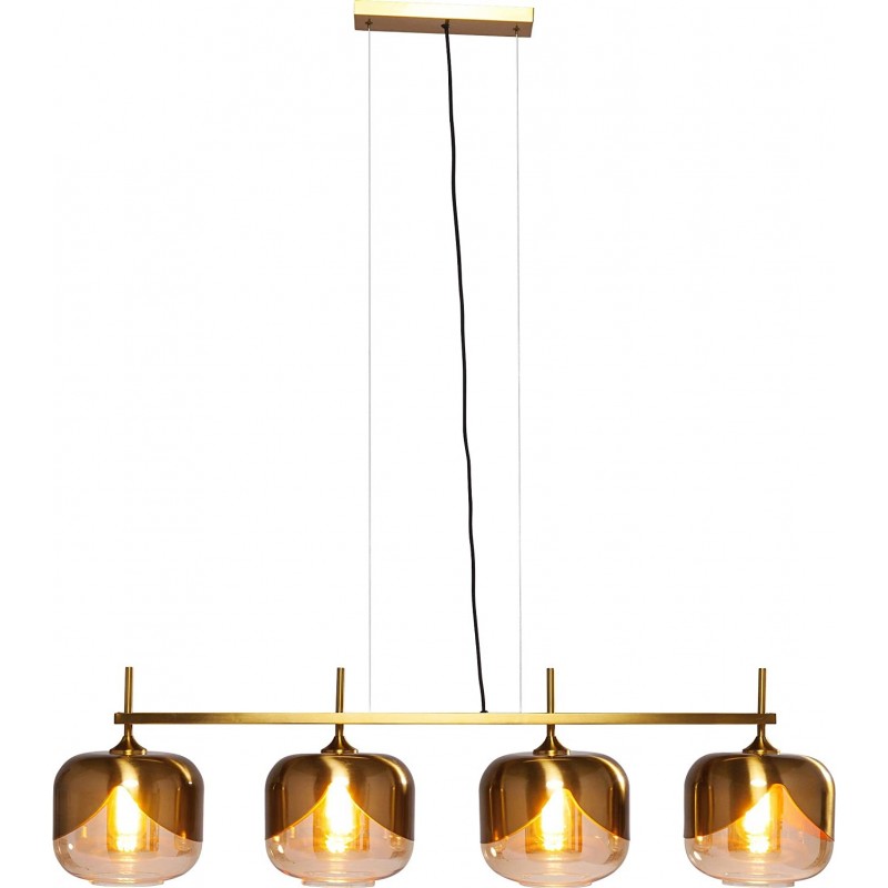 484,95 € Free Shipping | Hanging lamp Spherical Shape Ø 25 cm. 4 spotlights Living room, dining room and bedroom. Glass. Golden Color