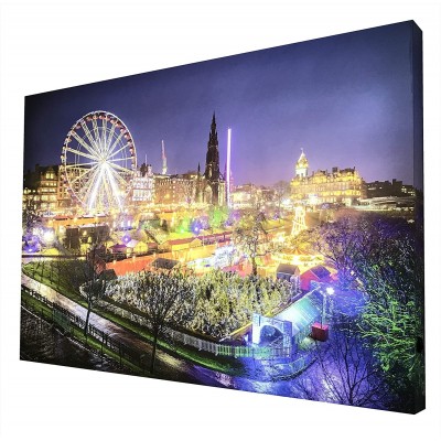 482,95 € Envio grátis | Painel de LED 80×60 cm. Painel de iluminação LED. fotografia da cidade Acrílico. Cor azul