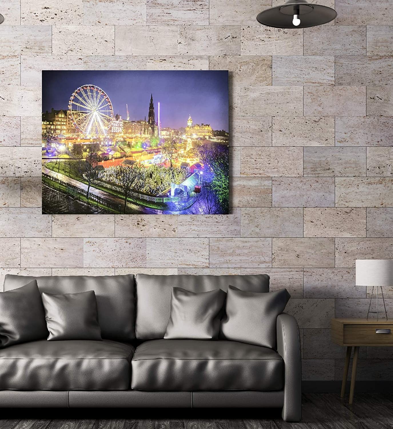 482,95 € Spedizione Gratuita | Pannello LED 80×60 cm. Pannello di illuminazione a LED. fotografia di città Acrilico. Colore blu