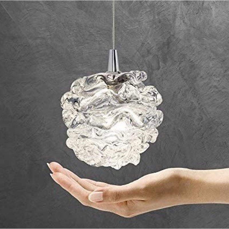 399,95 € Free Shipping | Hanging lamp 33W Spherical Shape 60×12 cm. Halogen suspension Living room, dining room and bedroom. Design Style. Crystal. White Color