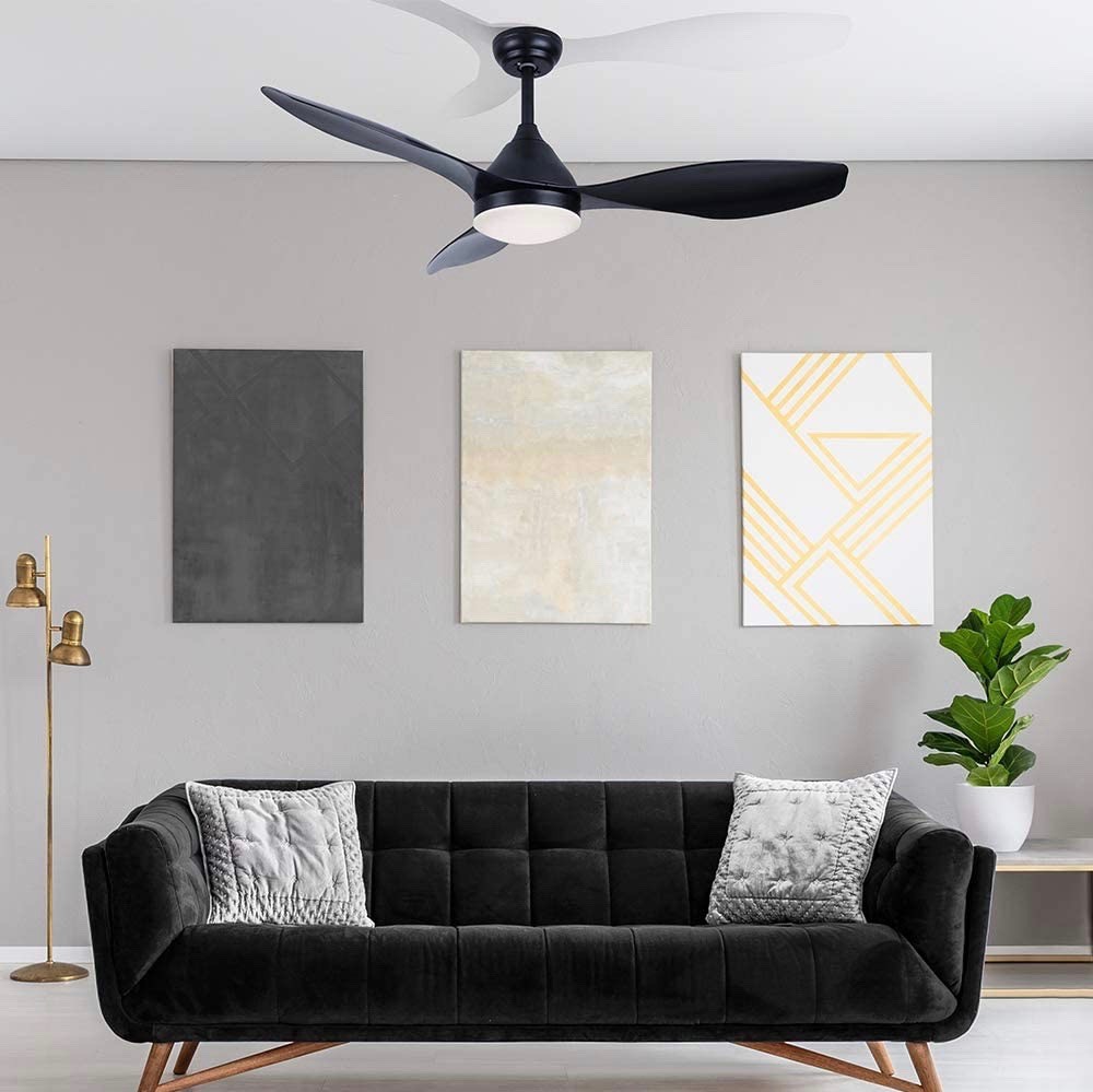 308,95 € Spedizione Gratuita | Ventilatore da soffitto con luce 20W Ø 21 cm. 3 pale. Telecomando. 3 modalità di illuminazione a LED Abs e metallo. Colore nero