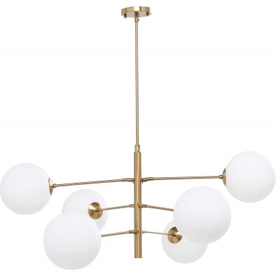 Chandelier Spherical Shape 105×105 cm. 6 light points Living room, dining room and lobby. Brass. White Color