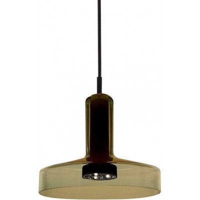 Lampe à suspension 7W Façonner Ronde 33×31 cm. Salle, salle à manger et hall. Aluminium et Verre. Couleur vert