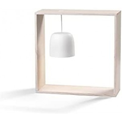 Lampe de table Façonner Carré 35×35 cm. Abat-jour suspendu à l'intérieur d'un carré Salle, chambre et hall. Polycarbonate. Couleur blanc