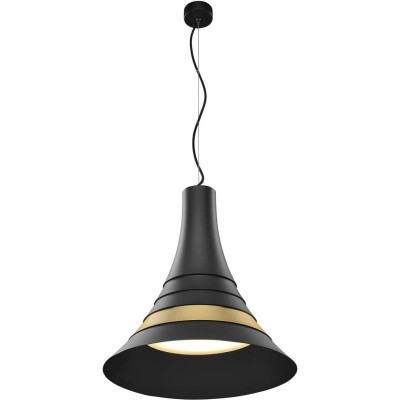 375,95 € Free Shipping | Hanging lamp 30W 2700K Very warm light. Conical Shape 46×45 cm. Position adjustable LED Living room, dining room and bedroom. Modern and cool Style. Acrylic and Aluminum. Black Color