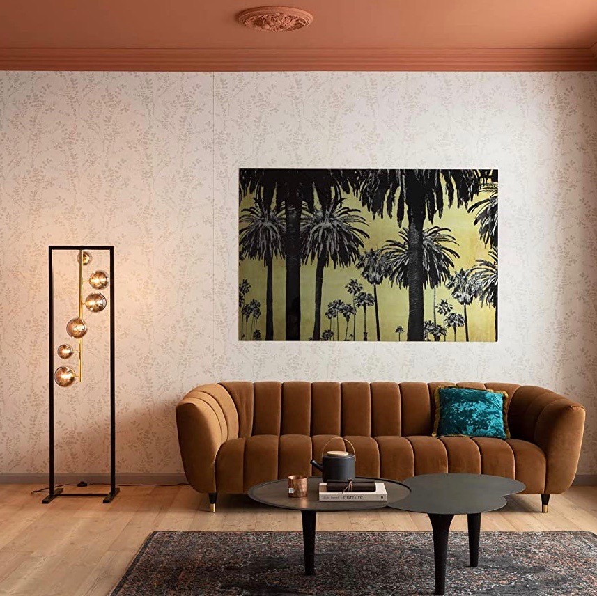 493,95 € 免费送货 | 落地灯 160×42 cm. 6个光点 钢 和 水晶. 金的 颜色