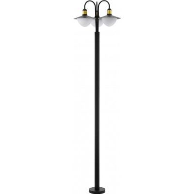 Floor lamp Eglo 60W Extended Shape 220×55 cm. Triple focus Living room, bedroom and lobby. Galvanized steel, Crystal and Glass. Black Color