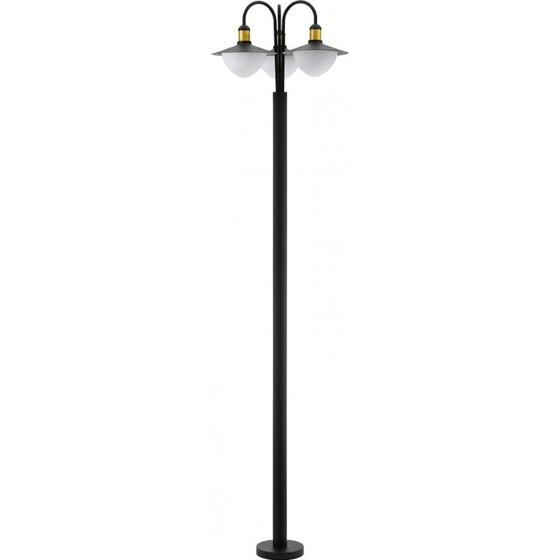 363,95 € Free Shipping | Floor lamp Eglo 60W 220×55 cm. Triple focus Galvanized steel, crystal and glass. Black Color