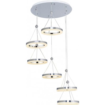 459,95 € Free Shipping | Hanging lamp 72W Round Shape 120×50 cm. 6 LED light points Dining room, bedroom and lobby. Acrylic and Metal casting. Plated chrome Color