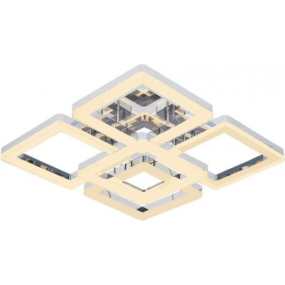 Lampada da soffitto 80W Forma Quadrata 52×52 cm. LED Soggiorno, sala da pranzo e camera da letto. Acrilico e Metallo. Colore cromato