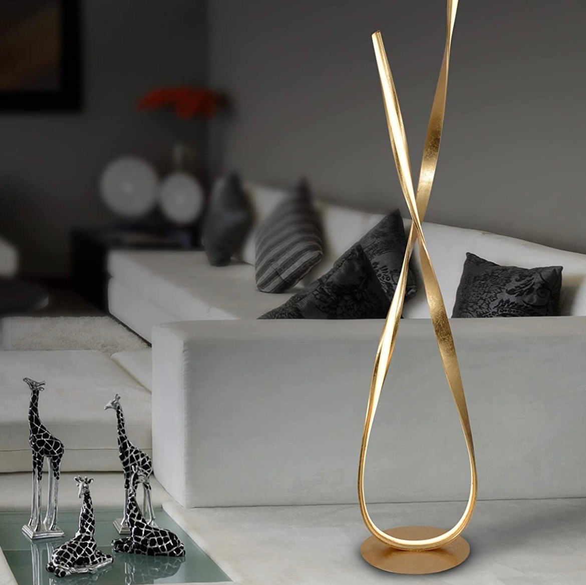 357,95 € Envio grátis | Luminária de piso 3000K Luz quente. 140×28 cm. LED com 2 braços Metais. Cor dourado