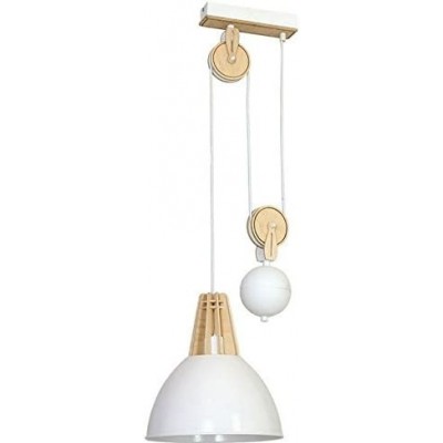 348,95 € Free Shipping | Hanging lamp 60W Conical Shape 90×30 cm. Adjustable height Living room, dining room and bedroom. Metal casting and Wood. White Color